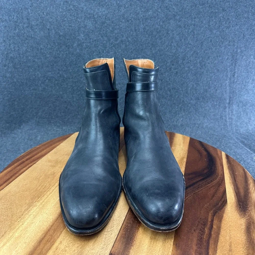 John Fluevog 328 Newbury St Mens Boots Sz 9.5 Black Leather Chelsea Ankle Boots